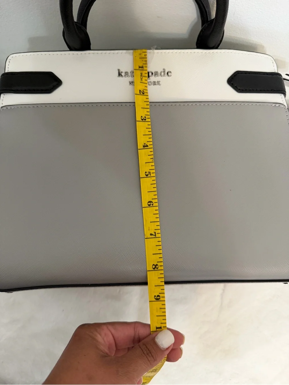 kate spade Two-Tone White, Gray & Black Leather Satchel